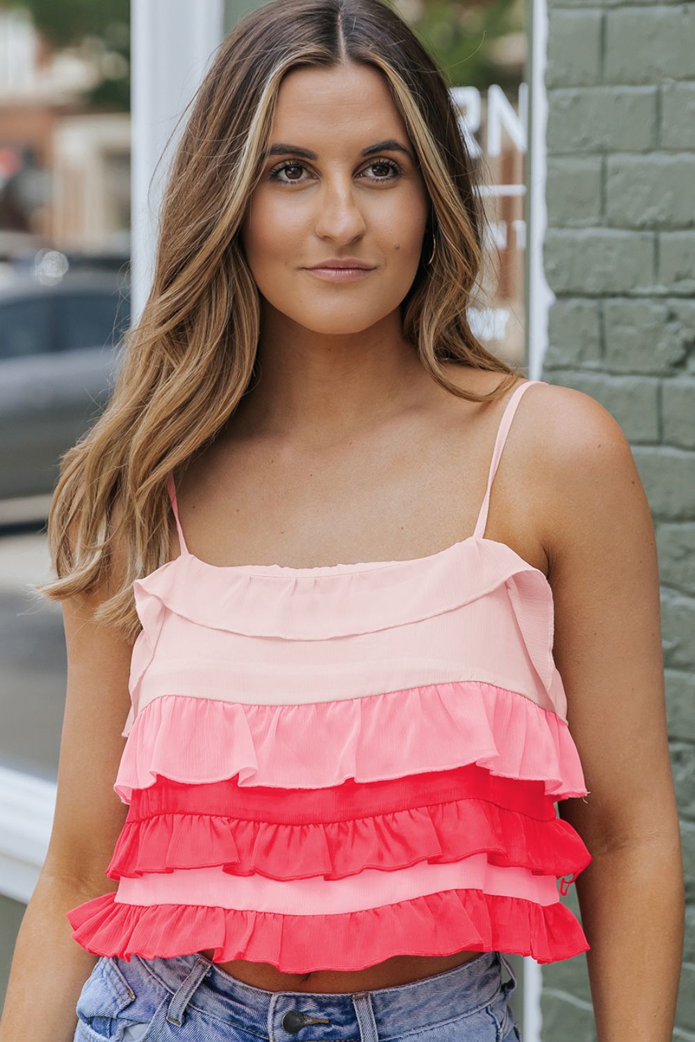 Color Block Ruffled Tie Back Cami king-general-store-5710.myshopify.com