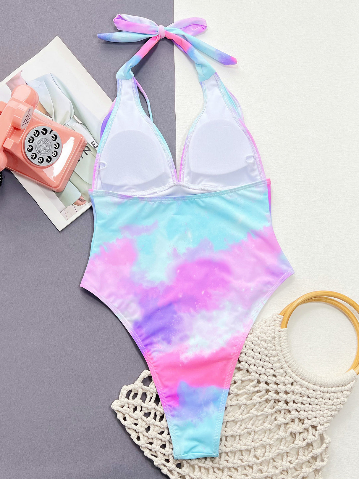 Tie-Dye Halter Neck One-Piece Swimsuit king-general-store-5710.myshopify.com