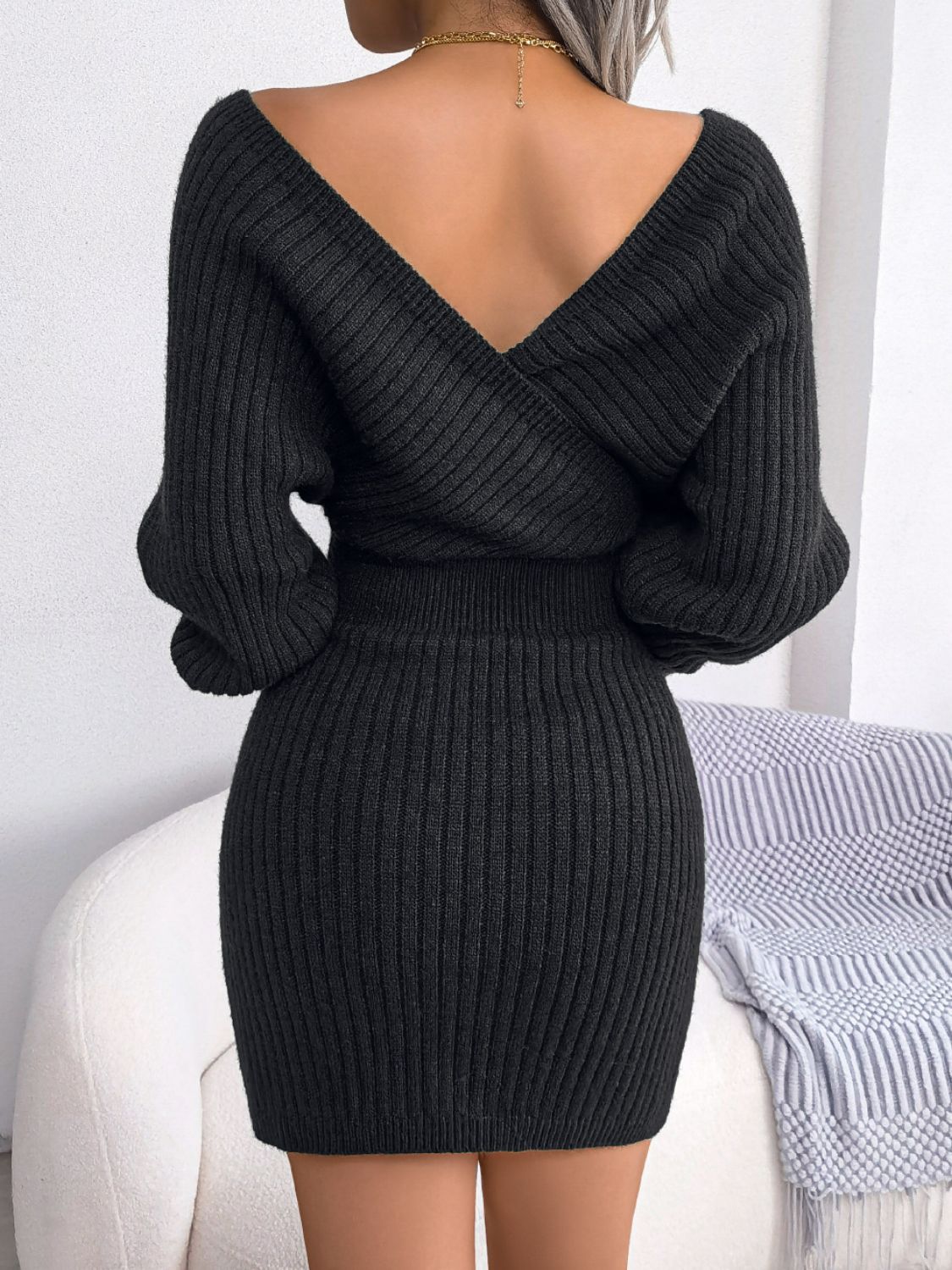 Rib-Knit Dolman Sleeve Sweater Dress king-general-store-5710.myshopify.com