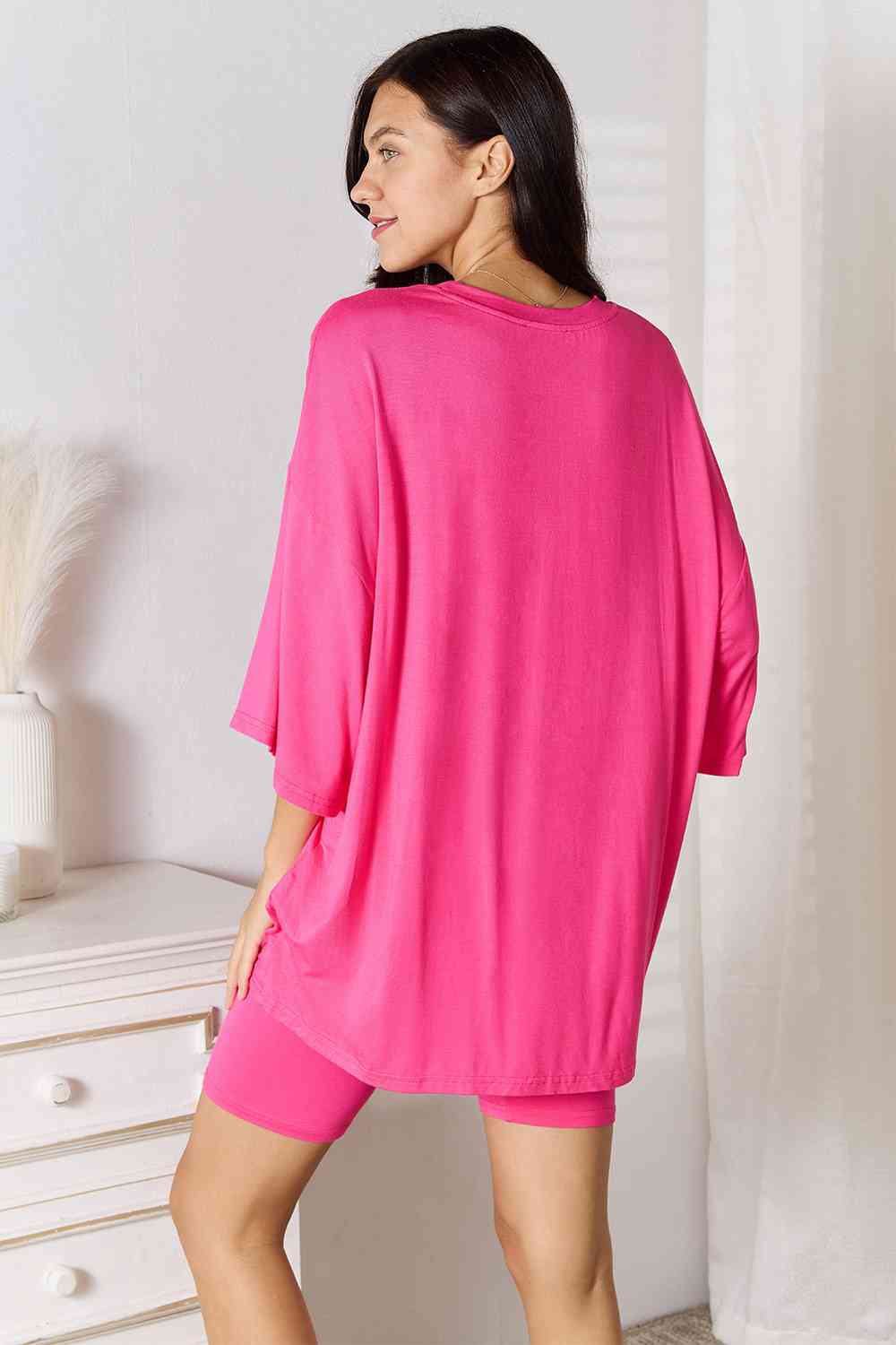 Basic Bae Full Size Soft Rayon Three-Quarter Sleeve Top and Shorts Set king-general-store-5710.myshopify.com