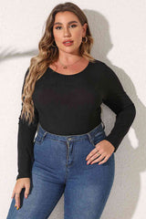 Plus Size Round Neck Long Sleeve Bodysuit king-general-store-5710.myshopify.com