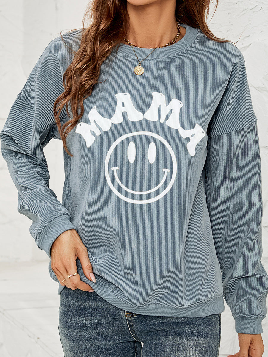 Round Neck Long Sleeve MAMA Graphic Sweatshirt king-general-store-5710.myshopify.com