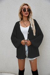 Openwork V-Neck Dropped Shoulder Cardigan king-general-store-5710.myshopify.com