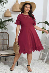 Plus Size Round Neck Openwork Dress king-general-store-5710.myshopify.com