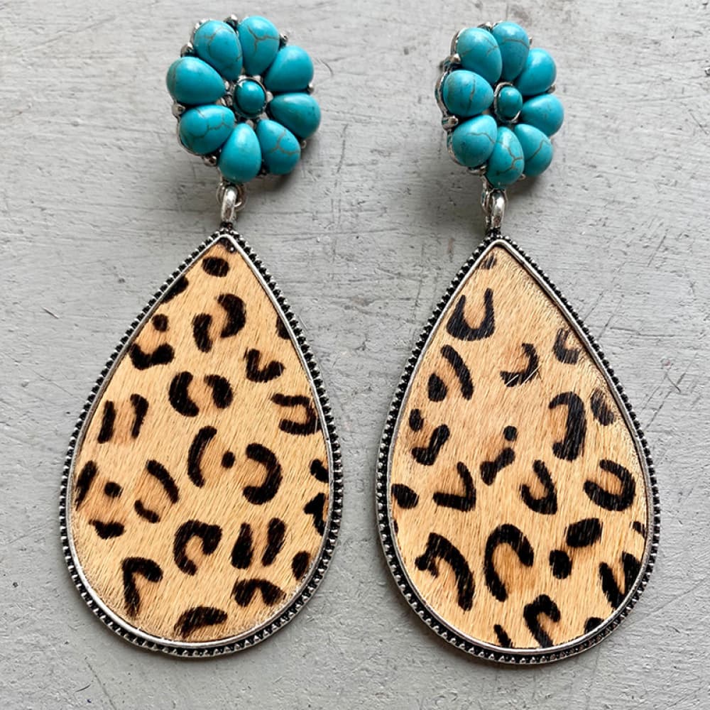 Turquoise Flower Teardrop Earrings king-general-store-5710.myshopify.com