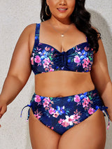 Plus Size Printed Drawstring Detail Bikini Set king-general-store-5710.myshopify.com