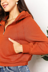 Double Take Half-Zip Long Sleeve Hoodie king-general-store-5710.myshopify.com