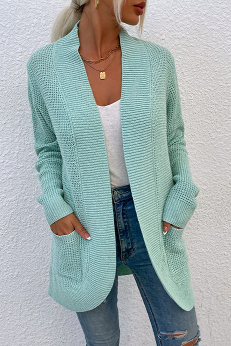 Open Front Rib-Knit Cardigan with Pockets king-general-store-5710.myshopify.com