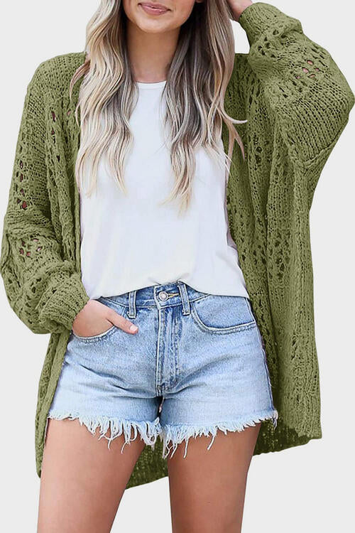 Openwork Open Front Long Sleeve Cardigan king-general-store-5710.myshopify.com