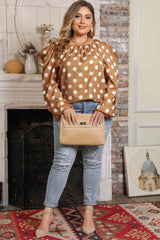 Plus Size Polka Dot Long Sleeve Blouse king-general-store-5710.myshopify.com