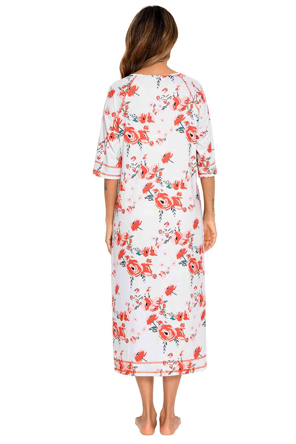 Printed Slit Night Dress with Pockets king-general-store-5710.myshopify.com