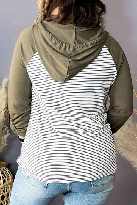 Plus Size Striped Long Sleeve Hoodie king-general-store-5710.myshopify.com