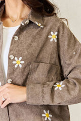 J.NNA Flower Pattern Corduroy Button Down Shirt king-general-store-5710.myshopify.com