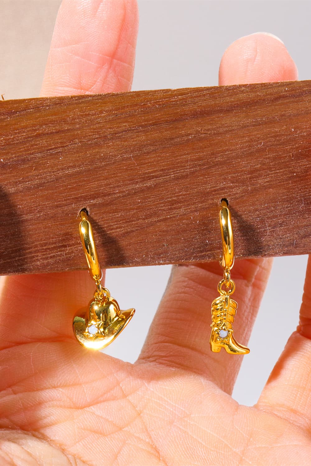 Hat & Boot Shape Asymmetrical Copper 14K Gold Plated Earrings king-general-store-5710.myshopify.com