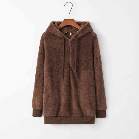 Quarter-Zip Drawstring Teddy Hoodie king-general-store-5710.myshopify.com