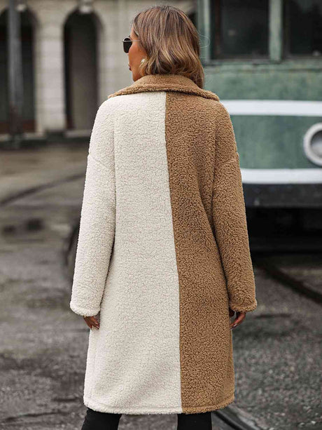 Contrast Dropped Shoulder Sherpa Coat king-general-store-5710.myshopify.com