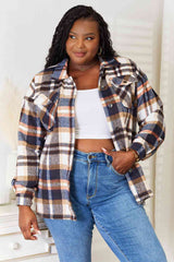 Double Take Plaid Button Front Shirt Jacket with Breast Pockets king-general-store-5710.myshopify.com