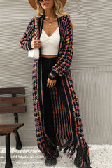 Multicolored Open Front Fringe Hem Cardigan king-general-store-5710.myshopify.com