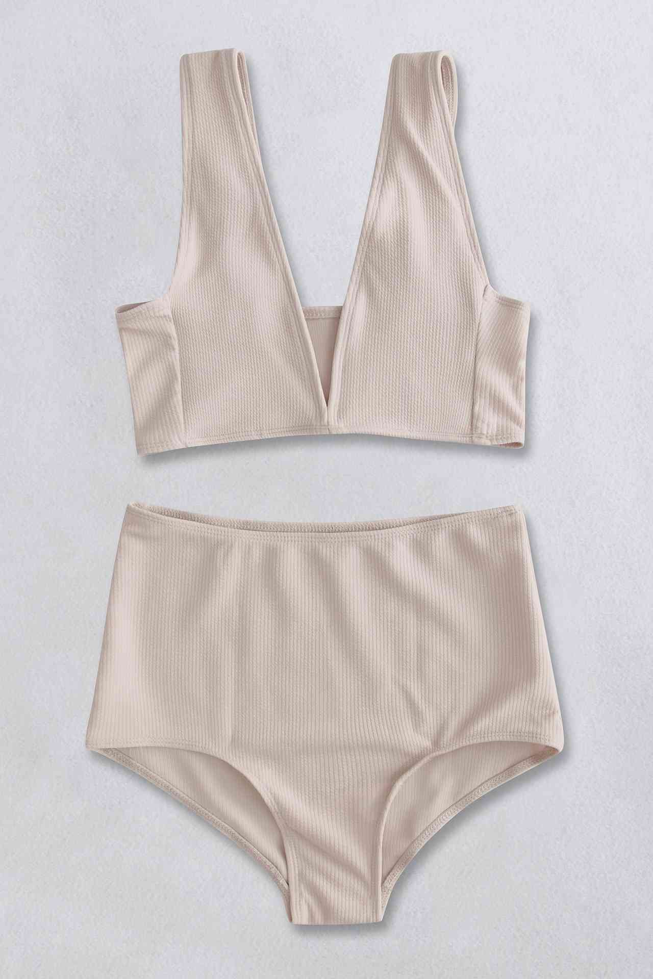 Ribbed V-Neck Bikini Set king-general-store-5710.myshopify.com