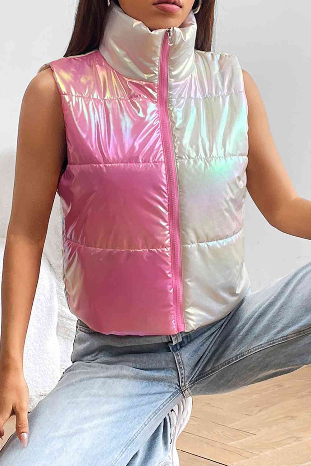 Turtleneck Color Block Sleeveless Vest king-general-store-5710.myshopify.com