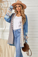 Geometric Open Front Long Sleeve Cardigan king-general-store-5710.myshopify.com