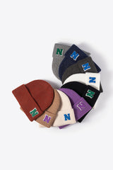 Letter N Patch Cuffed Knit Beanie king-general-store-5710.myshopify.com