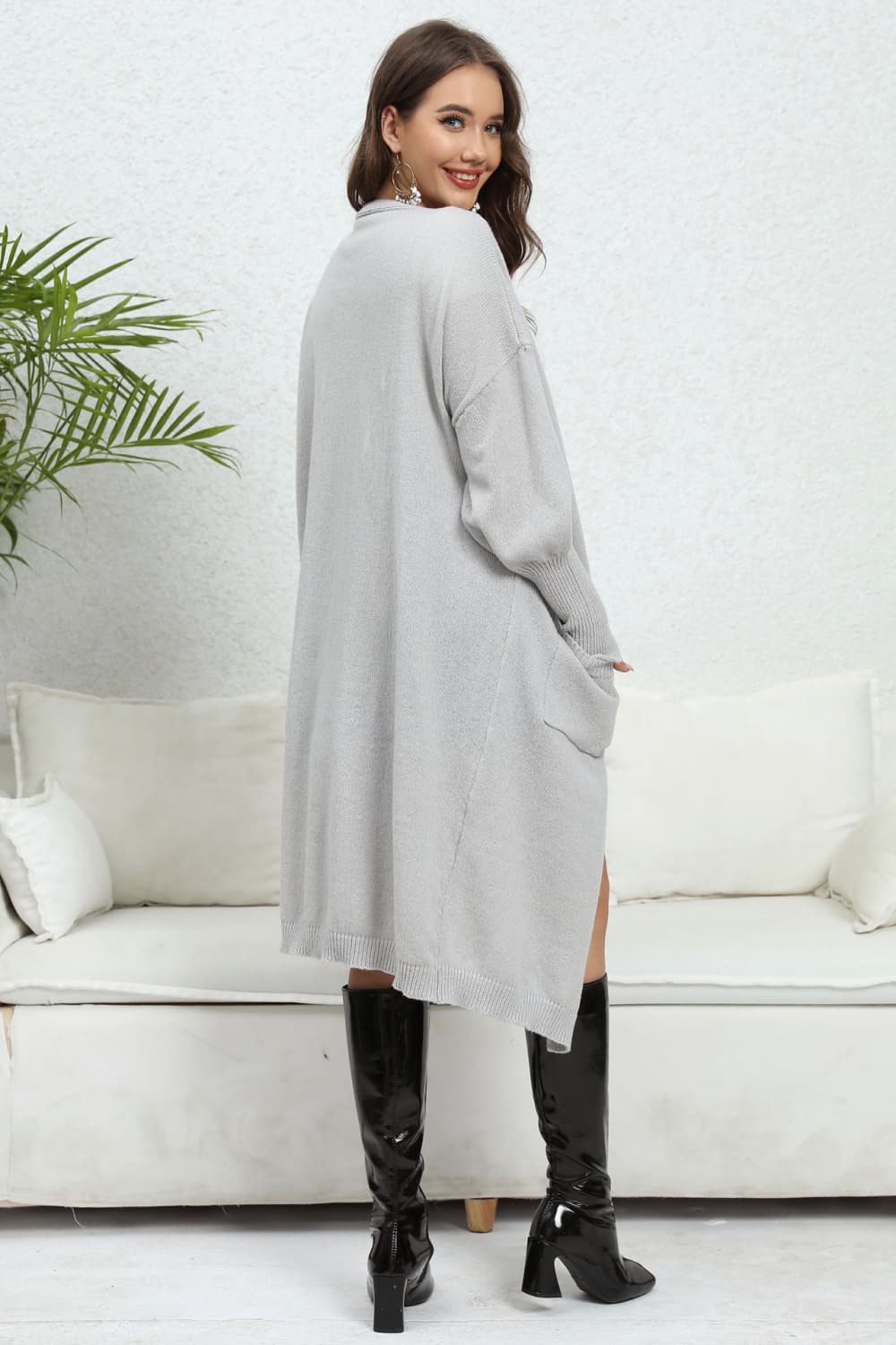 Open Front Dropped Shoulder Cardigan king-general-store-5710.myshopify.com