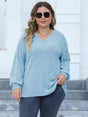 Plus Size Ribbed V-Neck Long Sleeve Top king-general-store-5710.myshopify.com