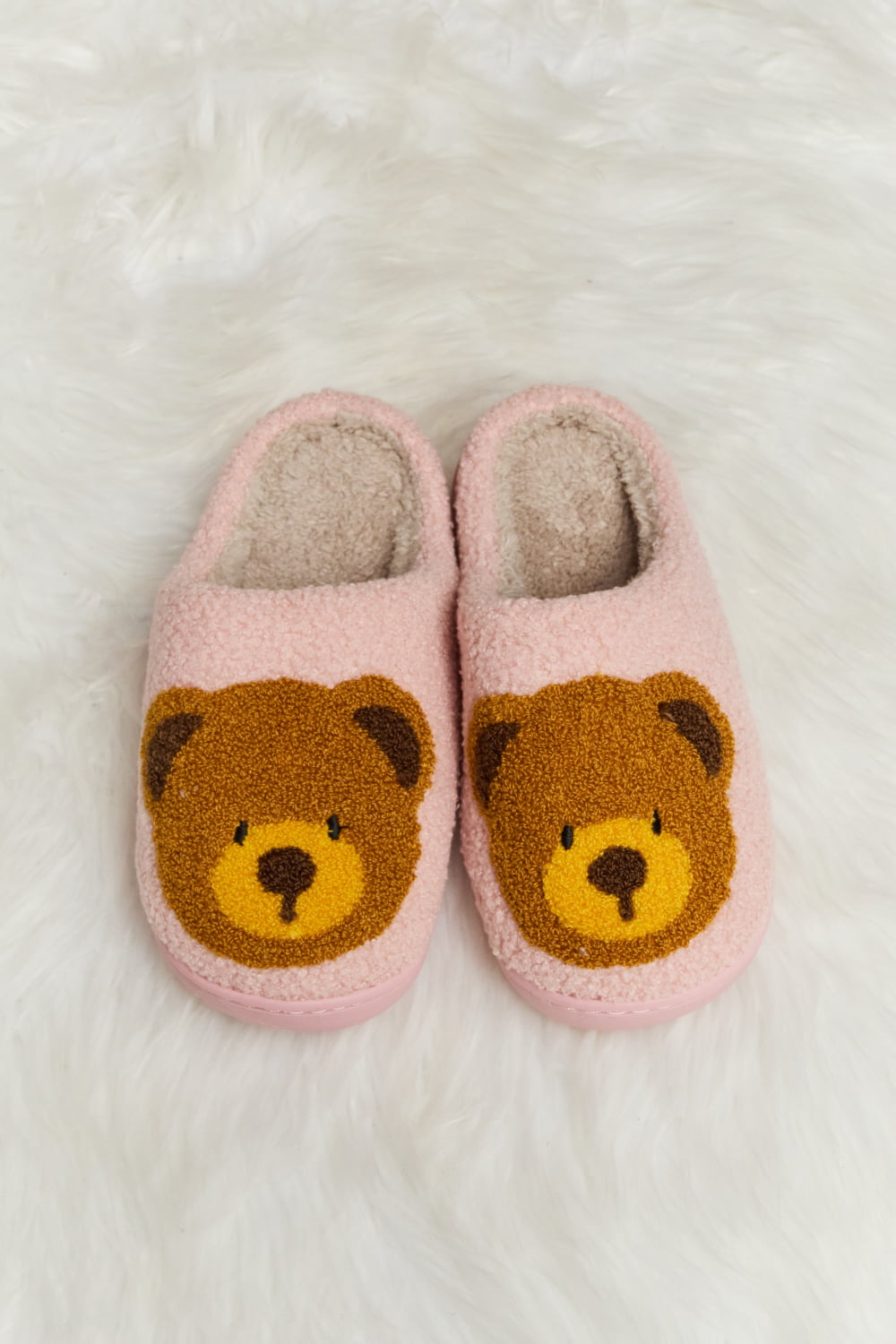 Melody Teddy Bear Print Plush Slide Slippers king-general-store-5710.myshopify.com