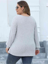 Plus Size Ribbed V-Neck Long Sleeve Top king-general-store-5710.myshopify.com