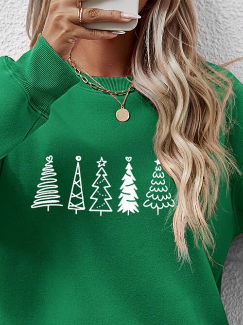 Christmas Tree Graphic Drop Shoulder Sweatshirt king-general-store-5710.myshopify.com