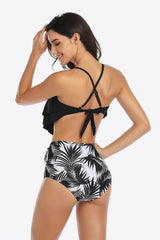 Botanical Print Ruffled Two-Piece Swimsuit king-general-store-5710.myshopify.com