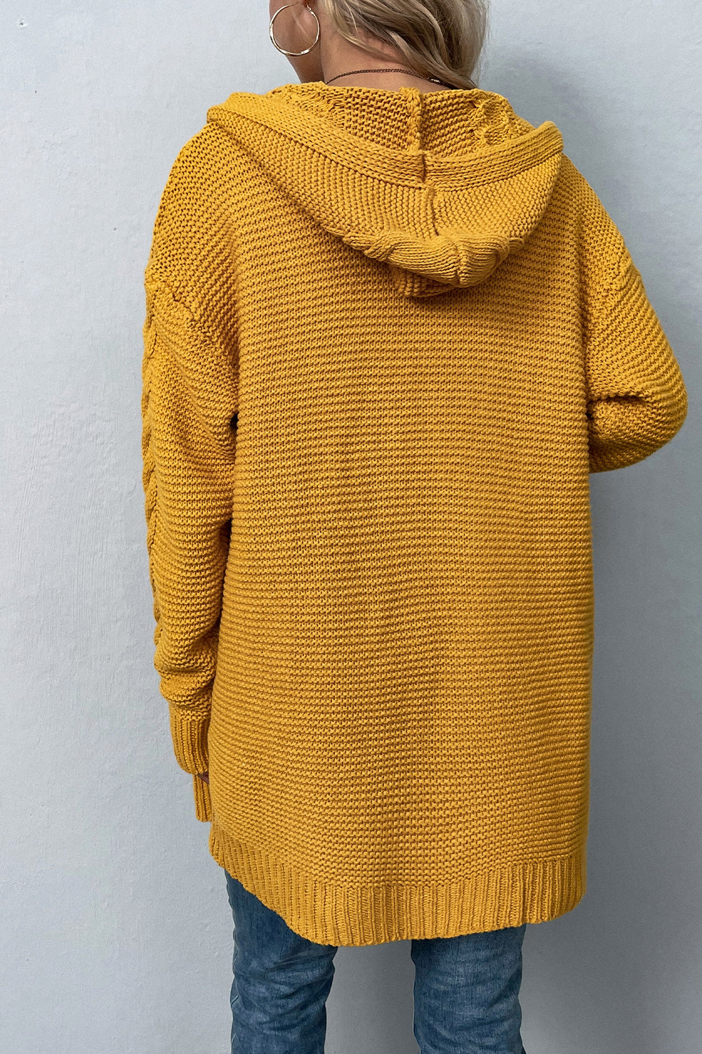 Cable-Knit Dropped Shoulder Hooded Cardigan king-general-store-5710.myshopify.com