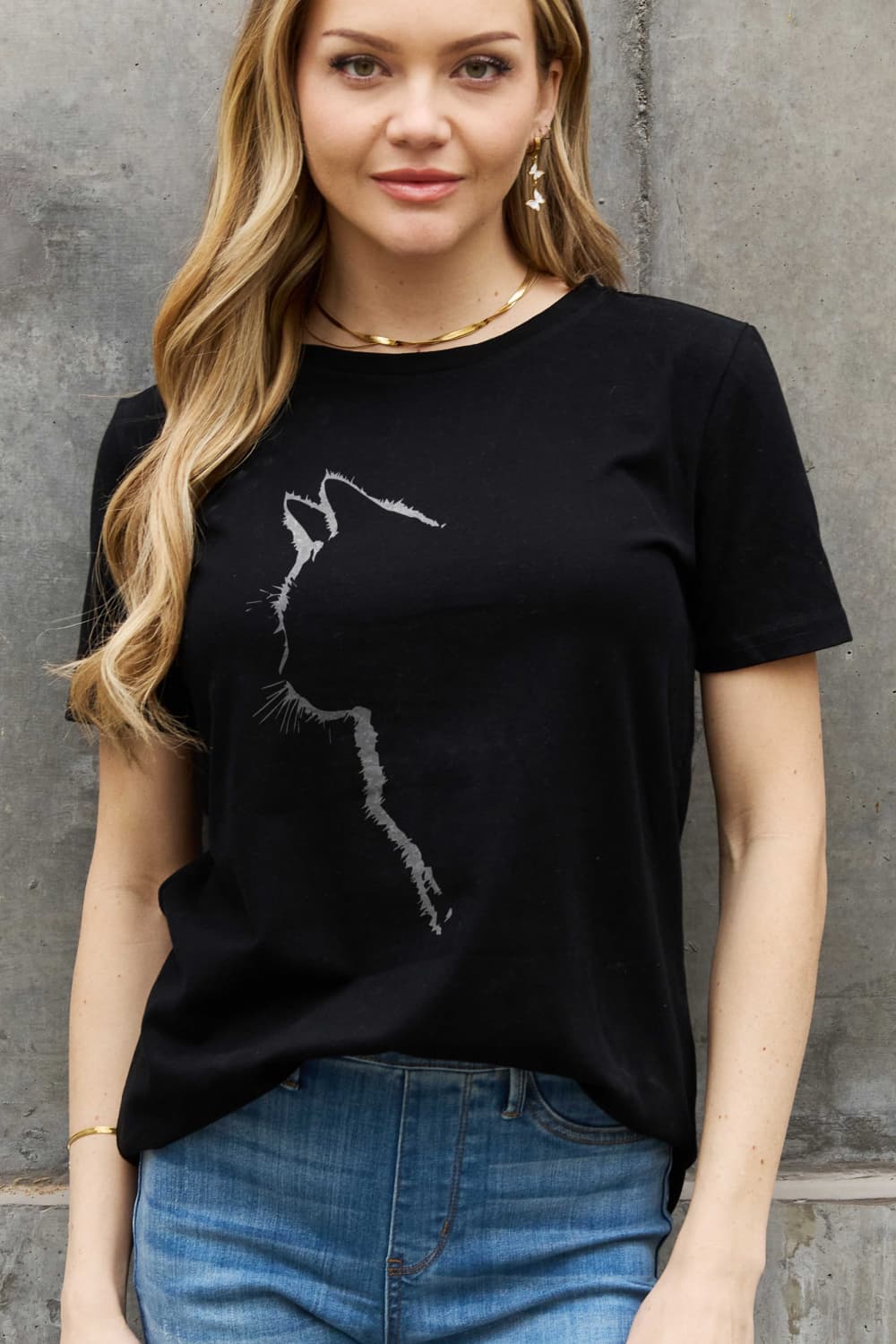 Simply Love Full Size Cat Graphic Cotton Tee king-general-store-5710.myshopify.com