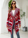 Fringe Geometric Hooded Long Sleeve Cardigan king-general-store-5710.myshopify.com