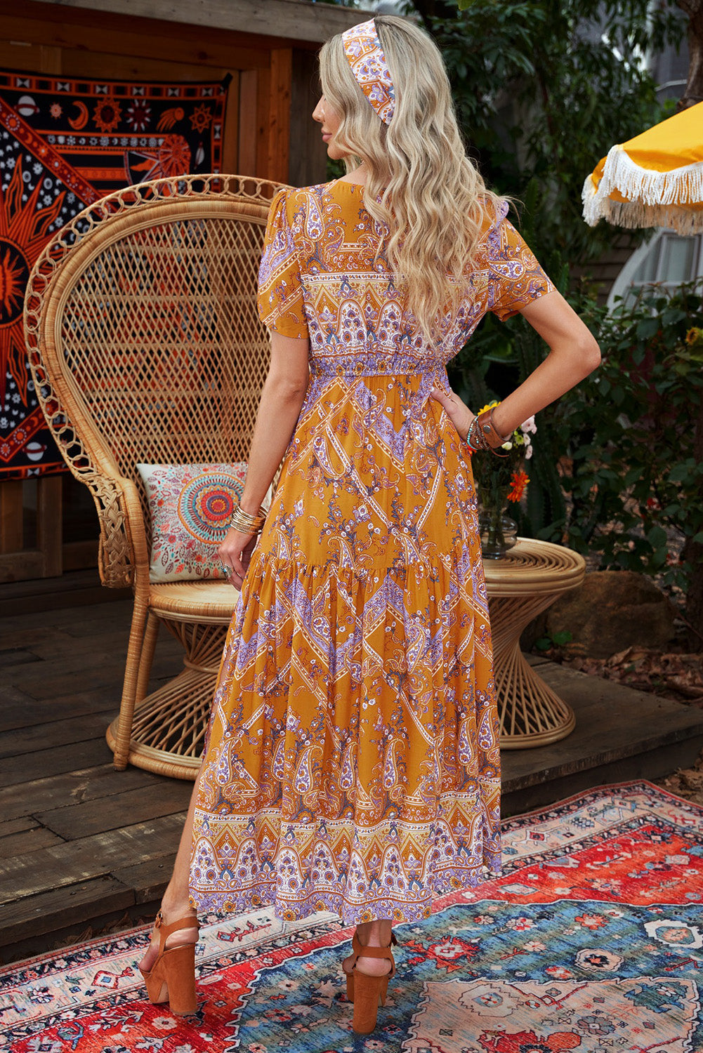 Bohemian Side Slit V-Neck Maxi Dress king-general-store-5710.myshopify.com