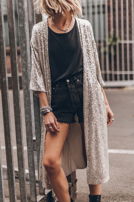 Sequin Open Front Duster Cardigan king-general-store-5710.myshopify.com