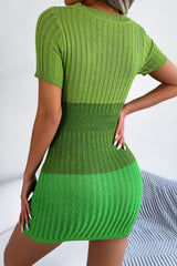 Color Block Cutout Short Sleeve Sweater Dress king-general-store-5710.myshopify.com