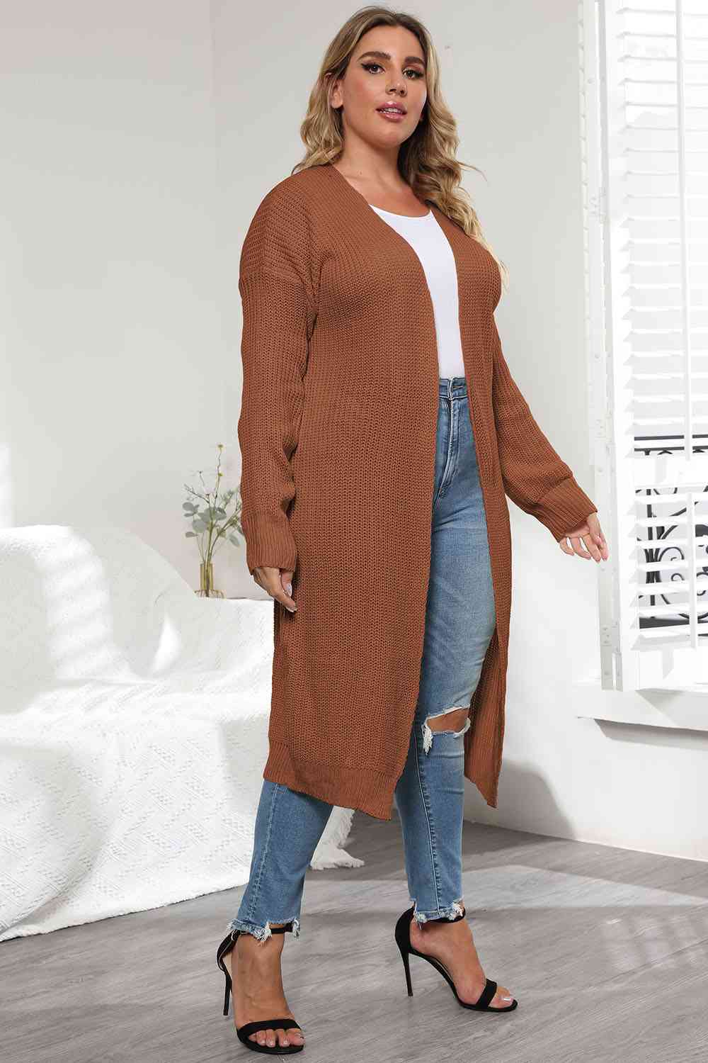 Plus Size Open Front Long Sleeve Cardigan king-general-store-5710.myshopify.com