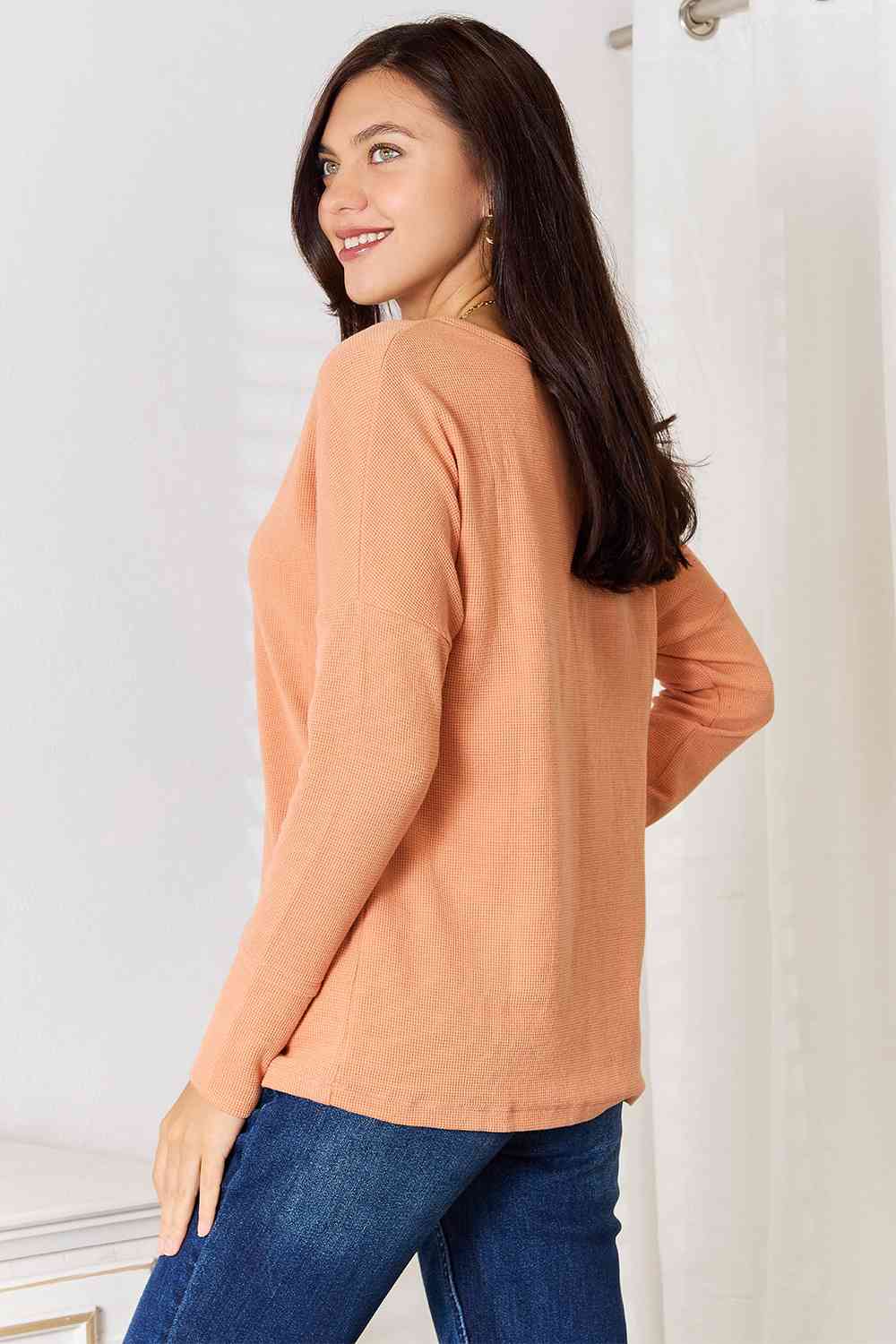 Basic Bae Half Button Long Sleeve Top - Kings Crown Jewel Boutique