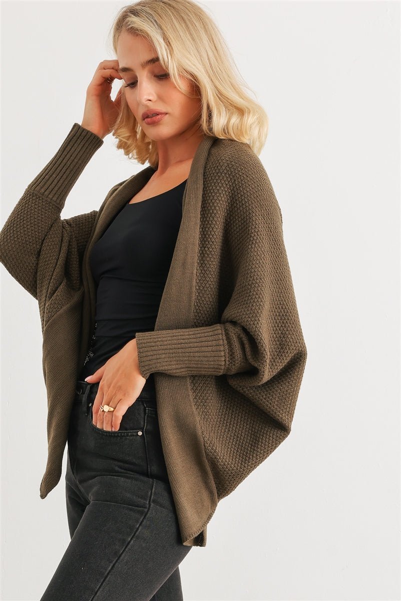 Batwing Sleeve Open Front Cardigan - Kings Crown Jewel Boutique