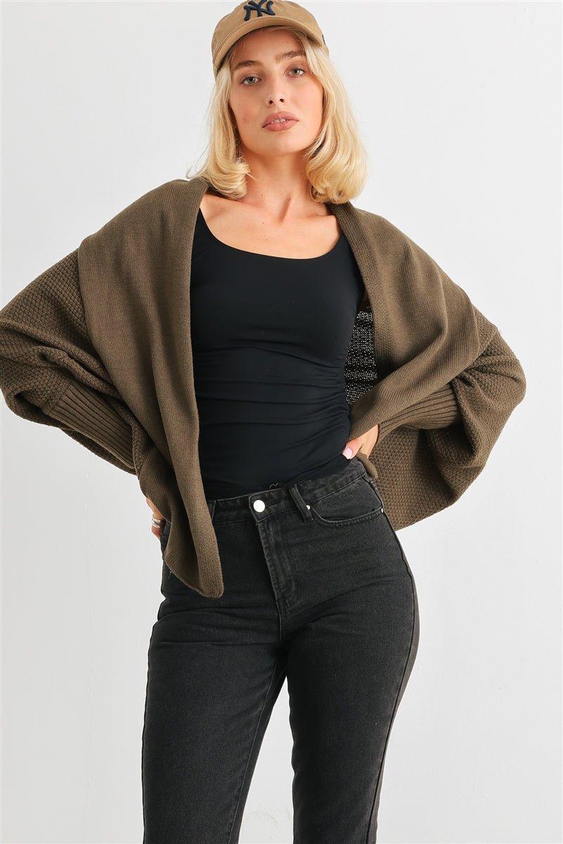 Batwing Sleeve Open Front Cardigan - Kings Crown Jewel Boutique