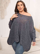 Plus Size Round Neck Batwing Sleeve Sweater king-general-store-5710.myshopify.com