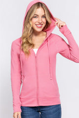 ACTIVE BASIC Waffle Knit Drawstring Zip Up Long Sleeve Hoodie king-general-store-5710.myshopify.com