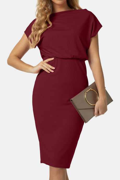 Boat Neck Short Sleeve Knee-Length Dress king-general-store-5710.myshopify.com