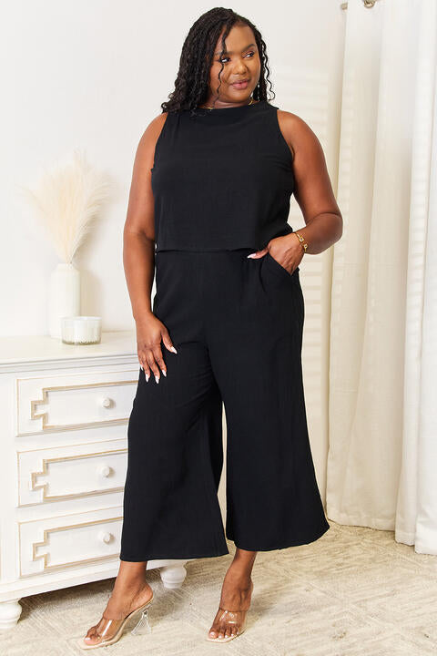 Double Take Buttoned Round Neck Tank and Wide Leg Pants Set king-general-store-5710.myshopify.com