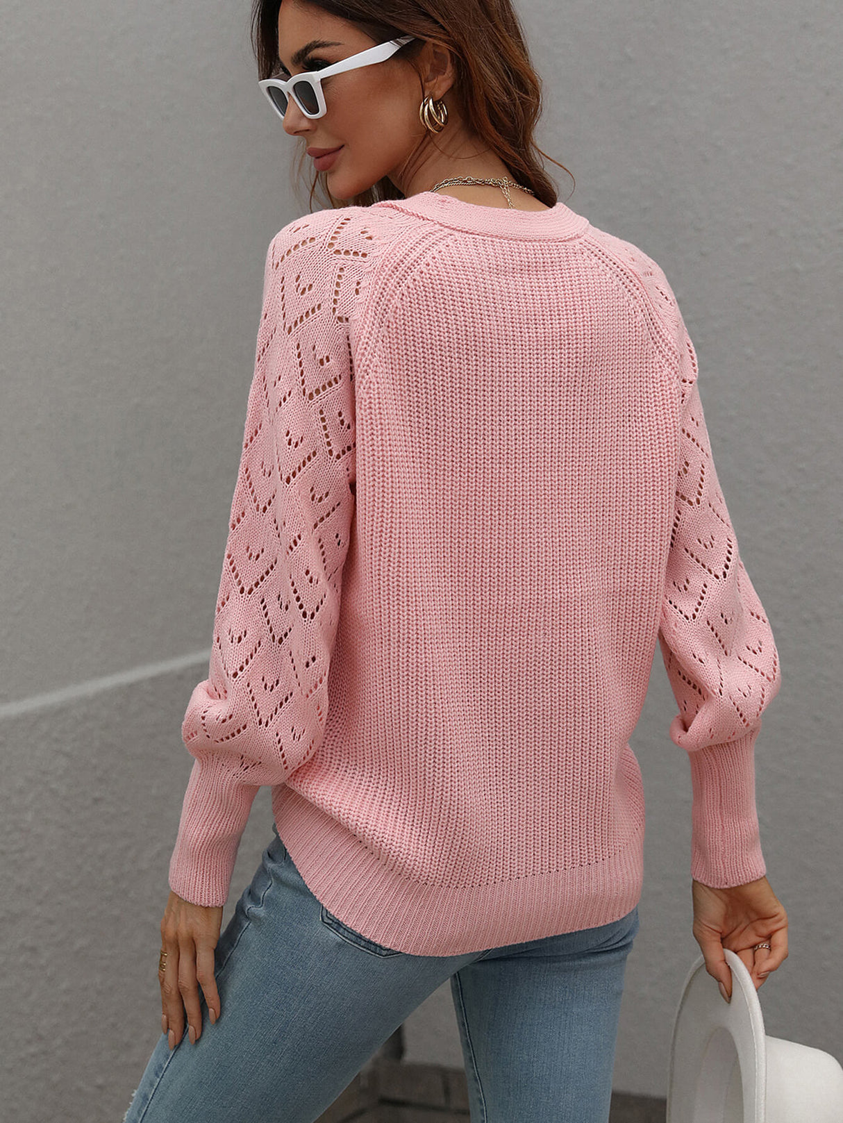 Double Take Rib-Knit Plunge Raglan Sleeve Cardigan king-general-store-5710.myshopify.com