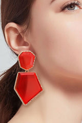 Geometrical Shape Zinc Alloy Frame Resin Dangle Earrings king-general-store-5710.myshopify.com