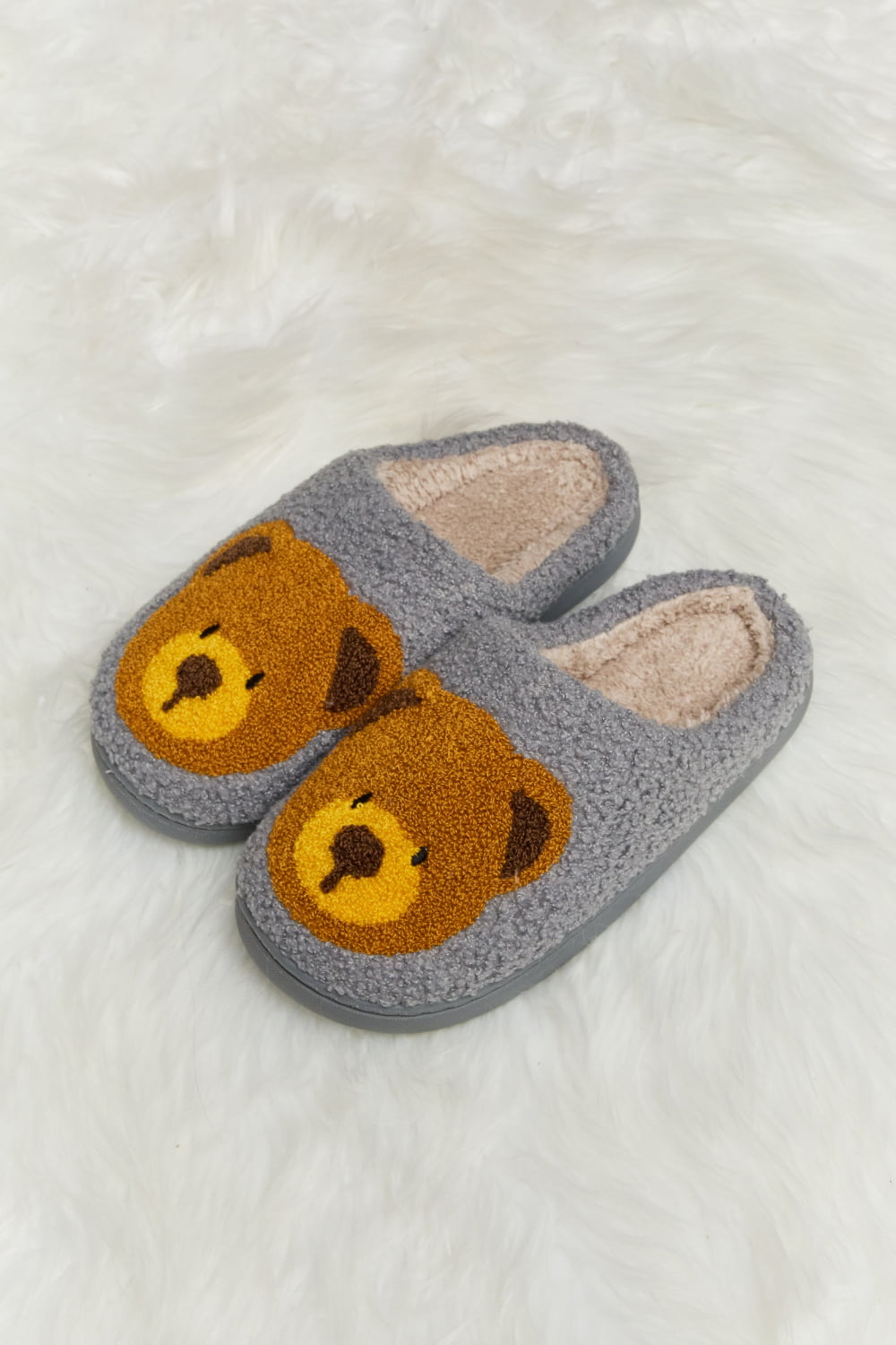 Melody Teddy Bear Print Plush Slide Slippers king-general-store-5710.myshopify.com