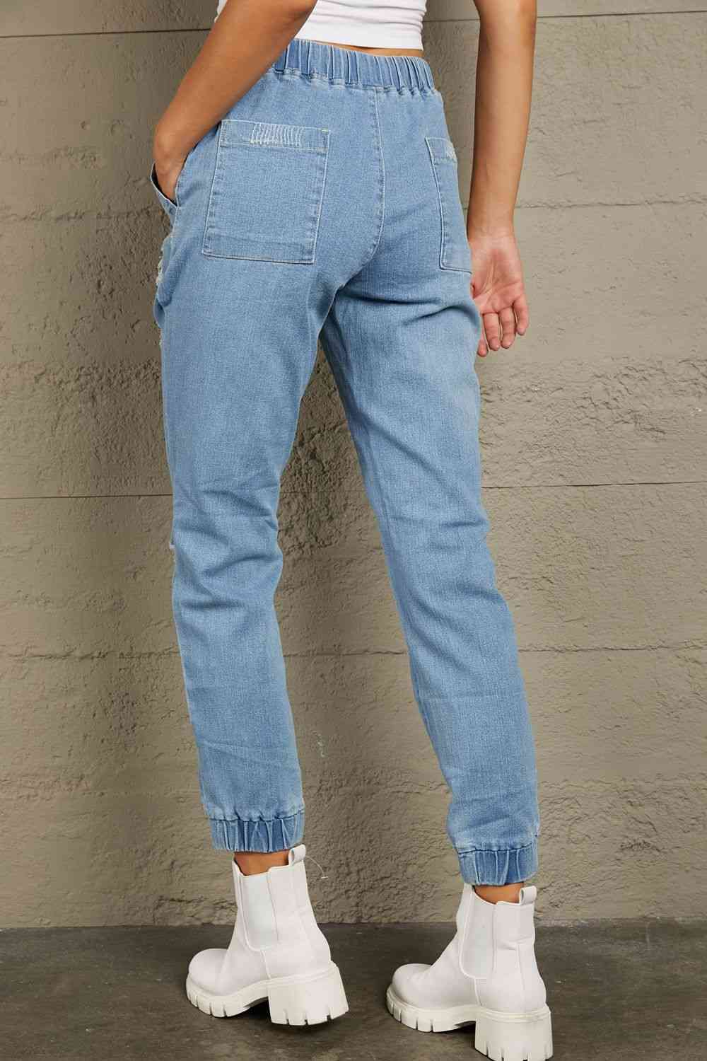 Baeful Distressed Denim Pocketed Joggers king-general-store-5710.myshopify.com